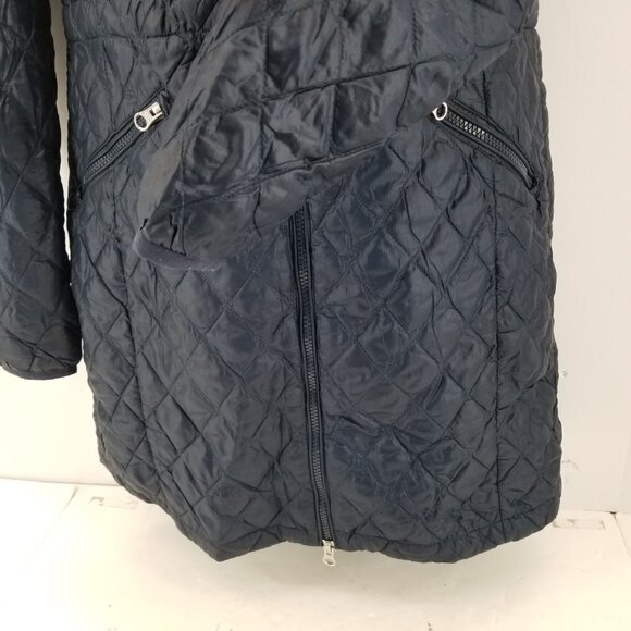 THE NORTH FACE Thermoball  Quilt Jacket Blue Womens Trench Coat With Hood Size S - Picture 6 of 13